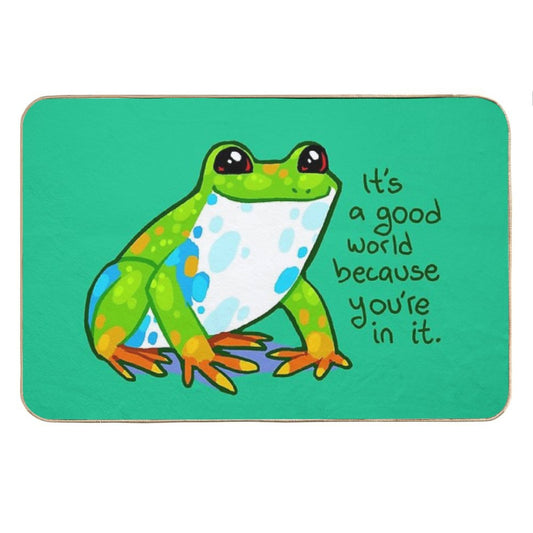 It's A Good World Because You're in It Frog Bath Mat