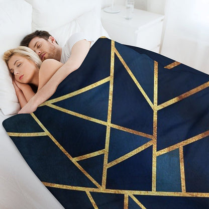 Navy Gold Stone Geometric Throw Blanket