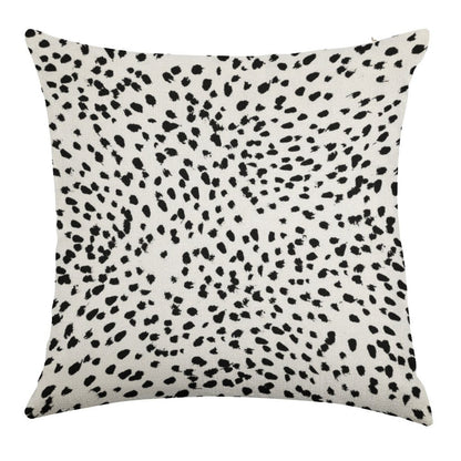 Nadia - Black And White, Animal Print, Dalmatian Spot, Spots, Dots, BW Linen Throw Pillow Cover