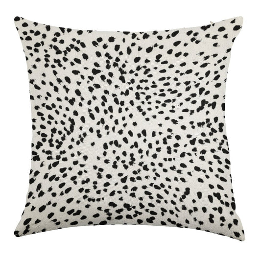 Nadia - Black And White, Animal Print, Dalmatian Spot, Spots, Dots, BW Linen Throw Pillow Cover