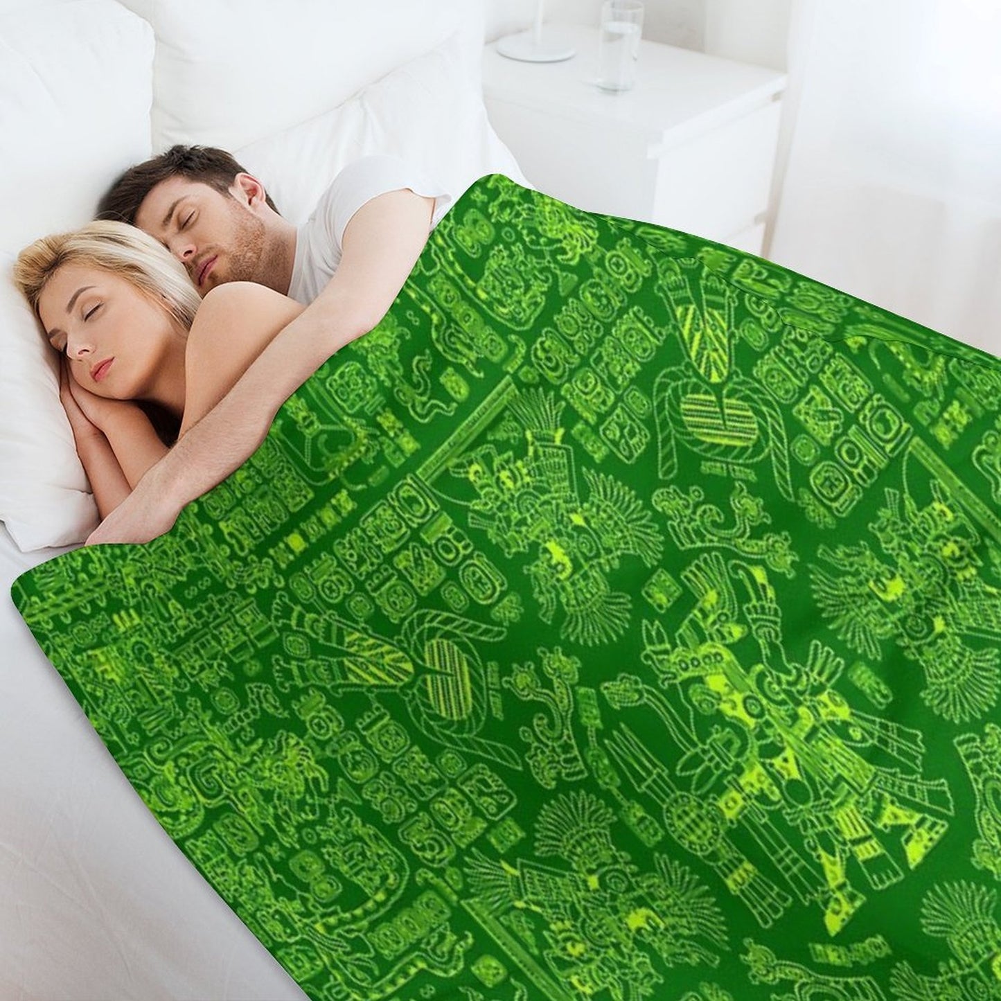 Mayan Spring GREEN Throw Blanket