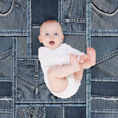 Blue Jeans Denim Patchwork Throw Blanket