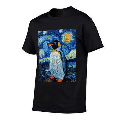 Penguin Bird - Van Gogh Style - Starry Night T-Shirt