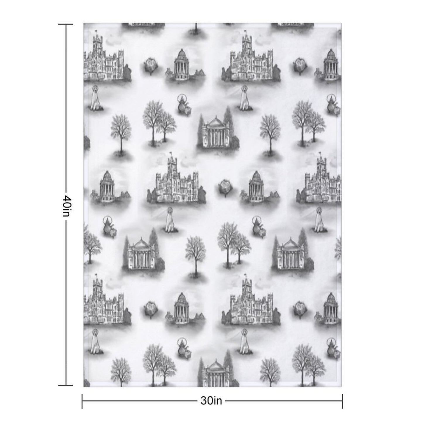 Black And Gray Downton Abbey Toile Throw Blanket