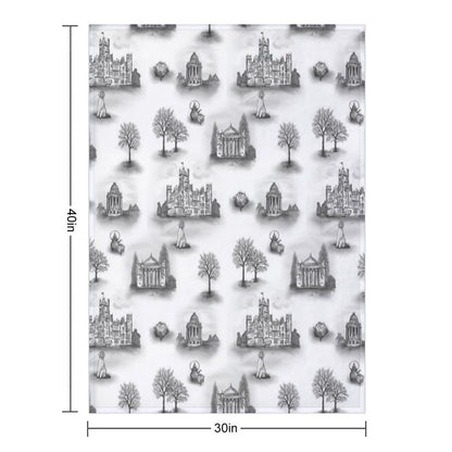 Black And Gray Downton Abbey Toile Throw Blanket