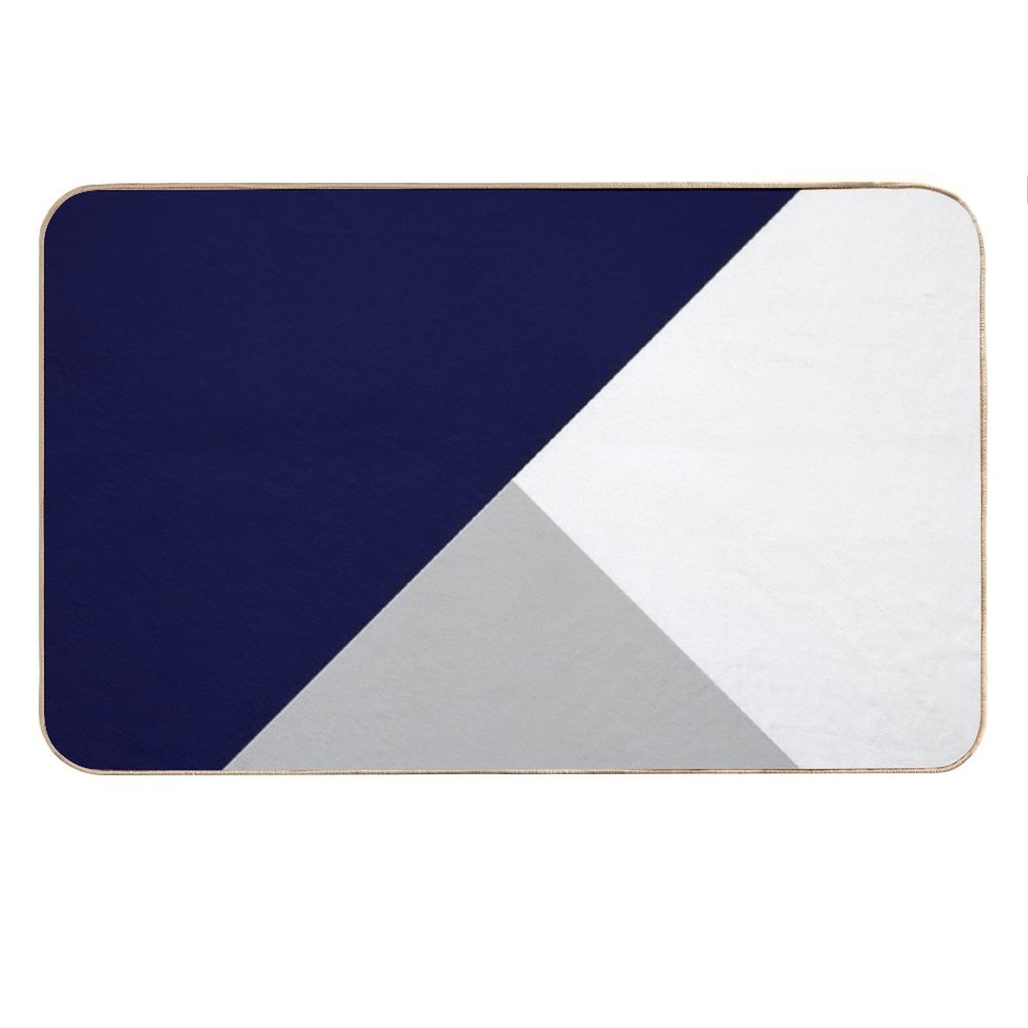 Tricolor Navy Blue Silver Gray And White Bath Mat