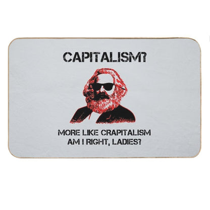 Funny Capitalism Communist T-Shirt Karl Marx Crapitalism Bath Mat