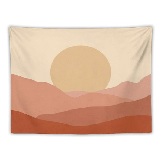 Minimalist Landscape Earth Tones Design  Muted Tones Tapestry