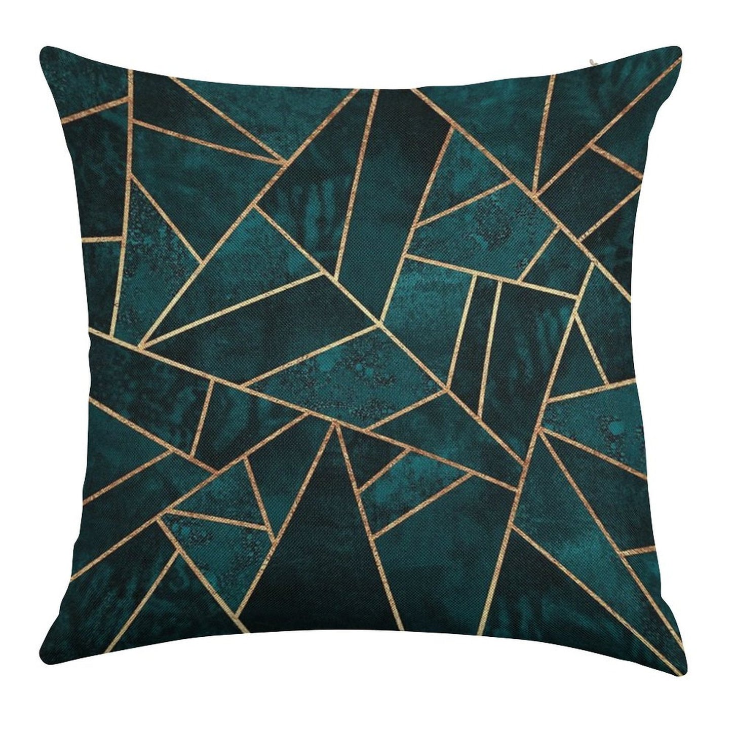 Deep Teal Stone Linen Throw Pillow Cover