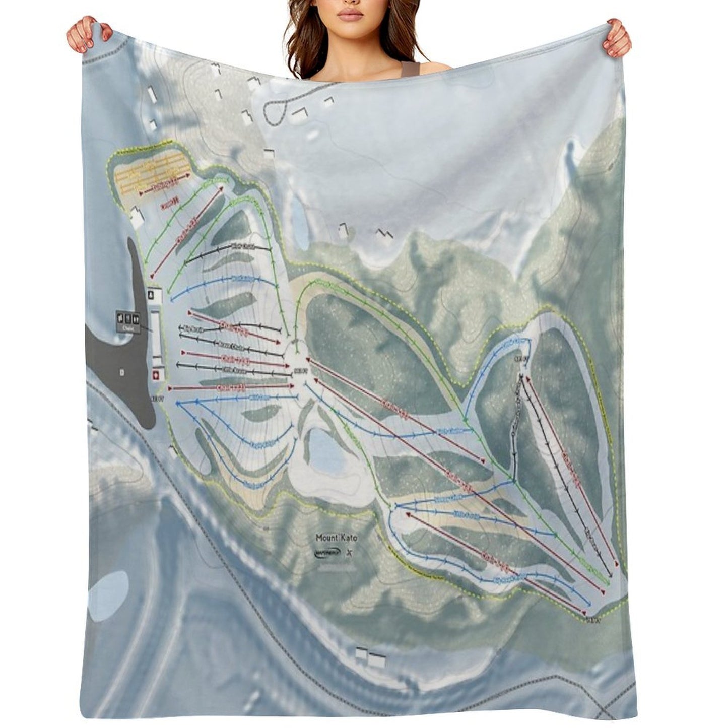 Mount Kato Resort Trail Map Throw Blanket