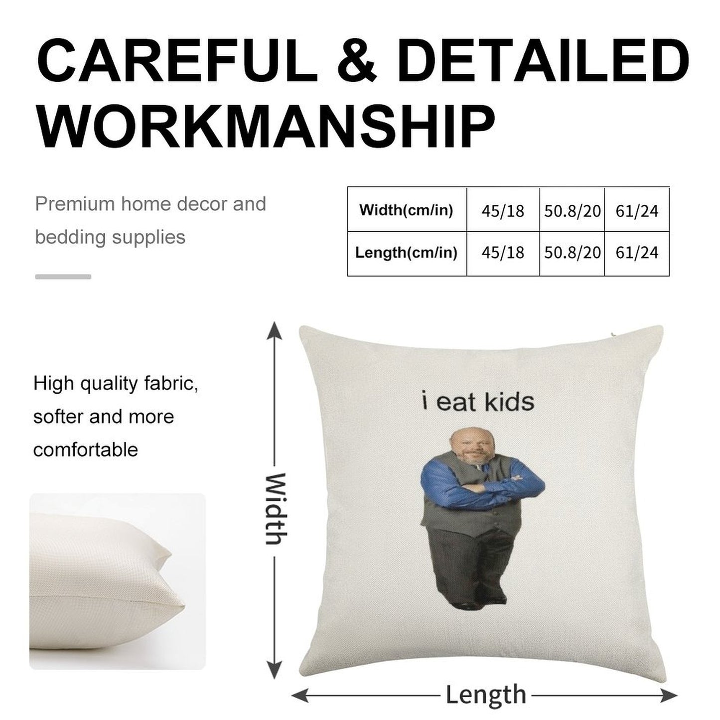 Bertram Eats Kids Linen Throw Pillow Cover