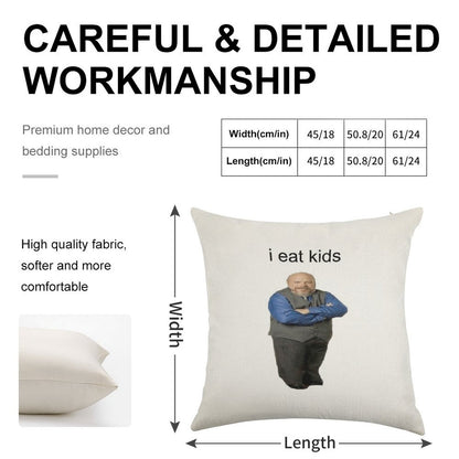 Bertram Eats Kids Linen Throw Pillow Cover