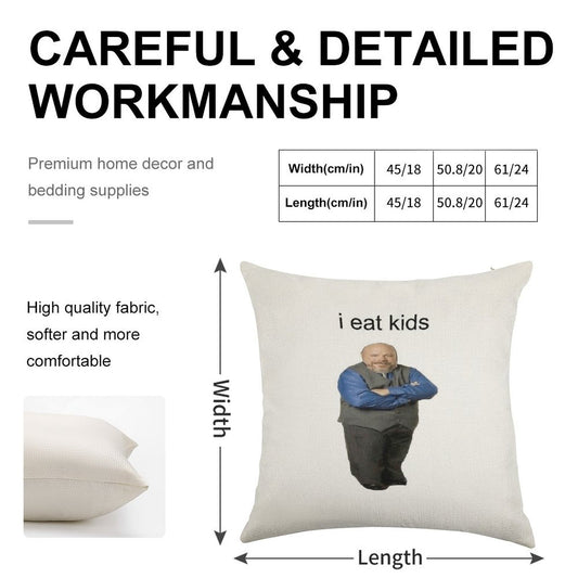 Bertram Eats Kids Linen Throw Pillow Cover