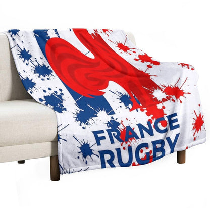 France RUGBY Plaid Throw Blanket