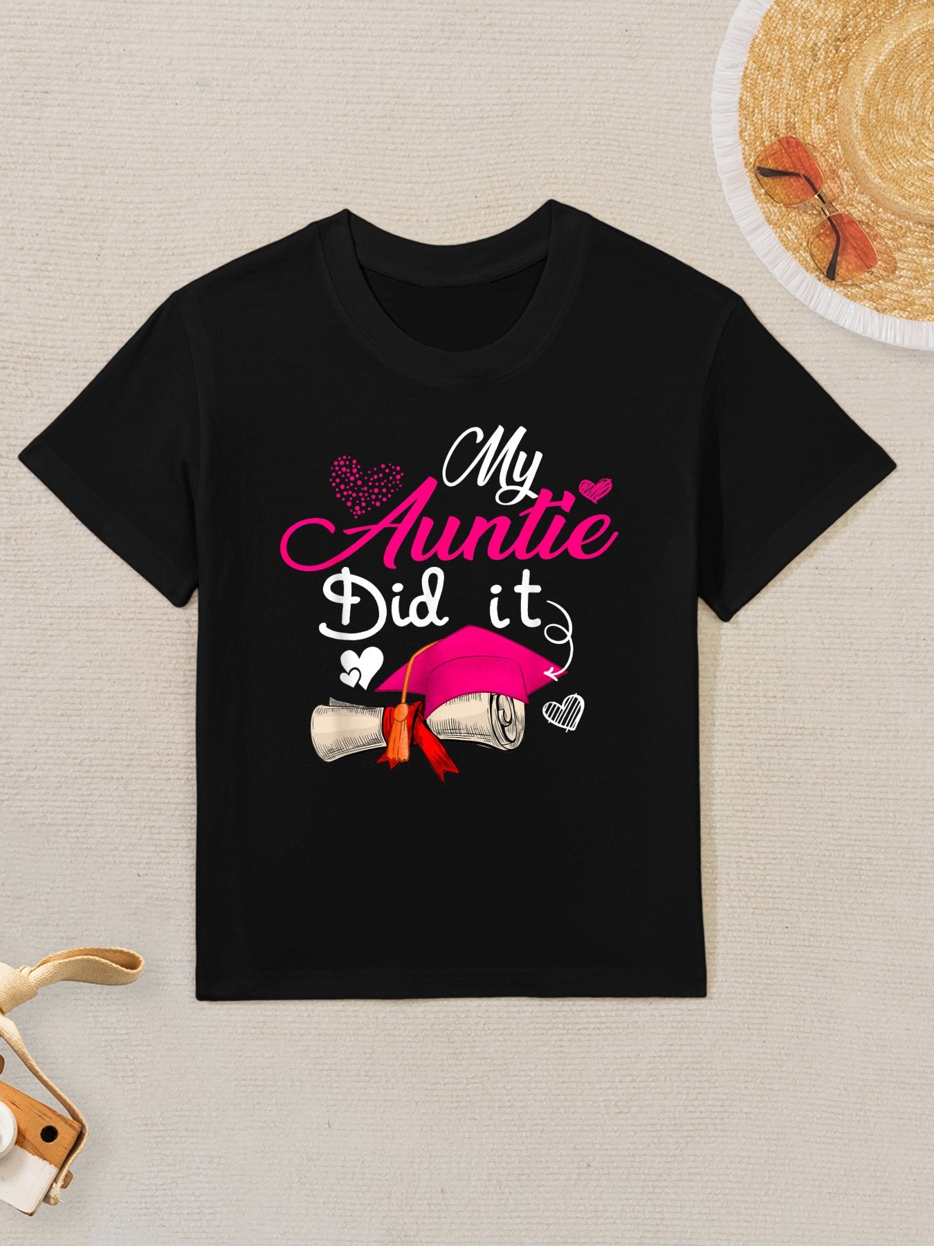 My Auntie Did It Cute Graduate Cap Proud Auntie Graduation Kids T-Shirt