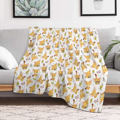 Cartoon Style Fenech Throw Blanket