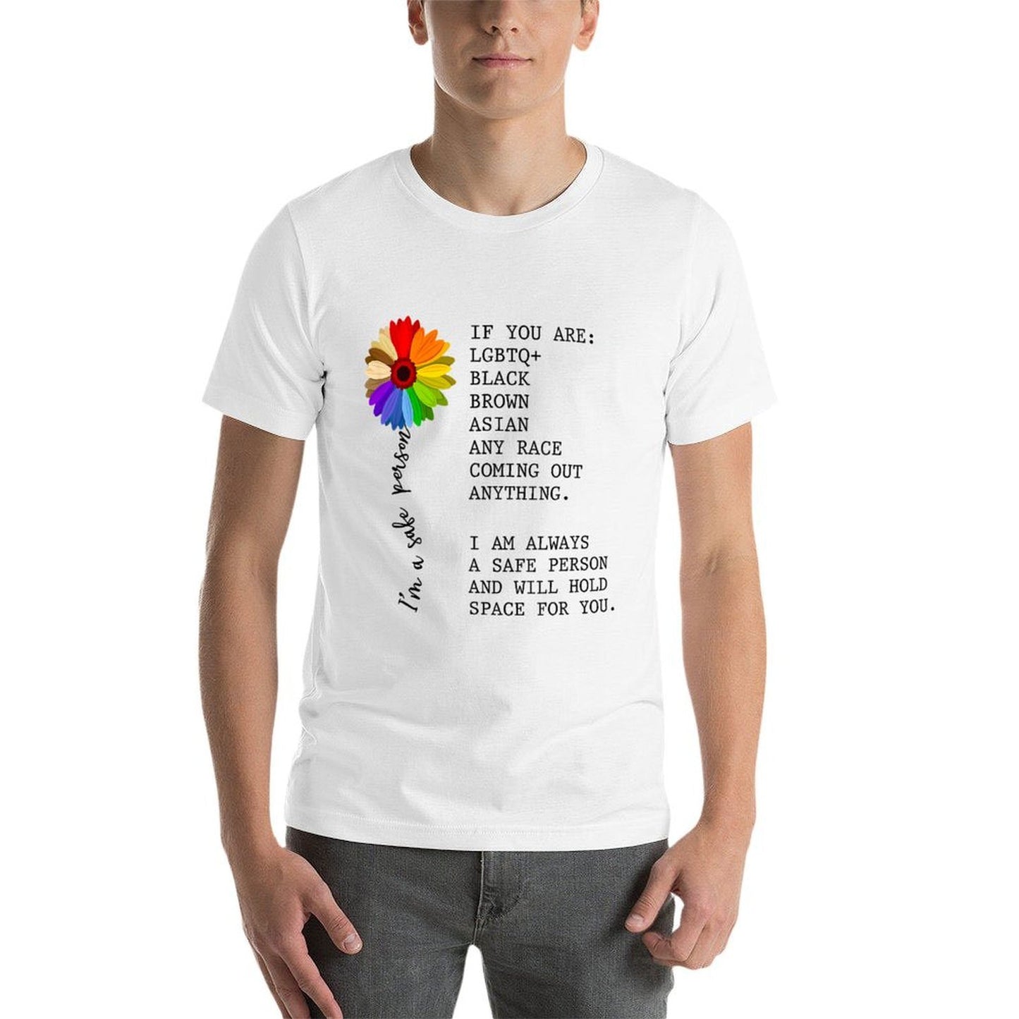 Sunflower LGBT Im A Safe Person, LGBT Pride Month  Relaxed-fit T-Shirt