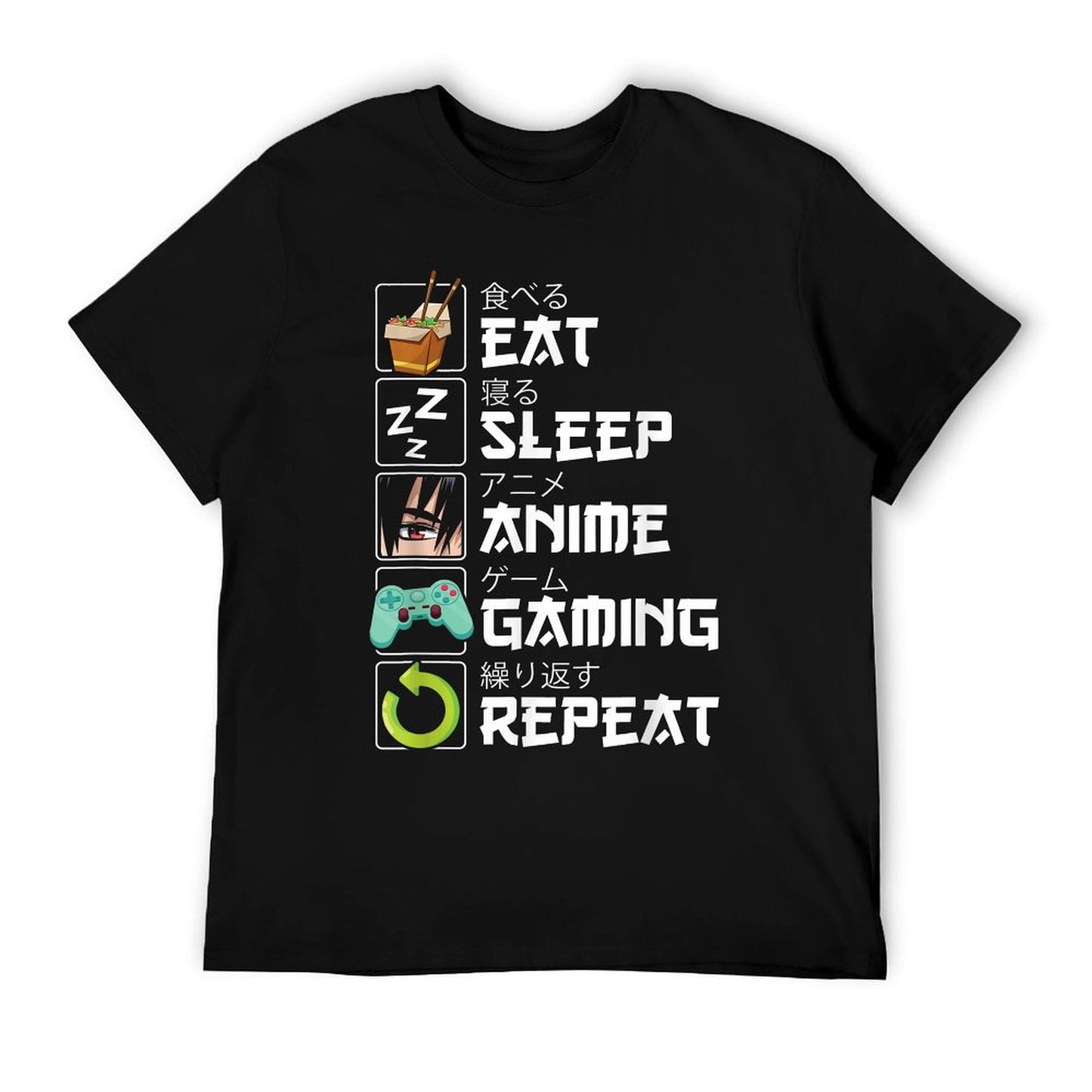 Eat Sleep Anime Gaming Repeat Kawaii Otaku Anime Manga T-Shirt