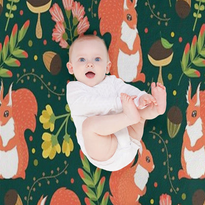Squirrels on Green Grass Throw Blanket