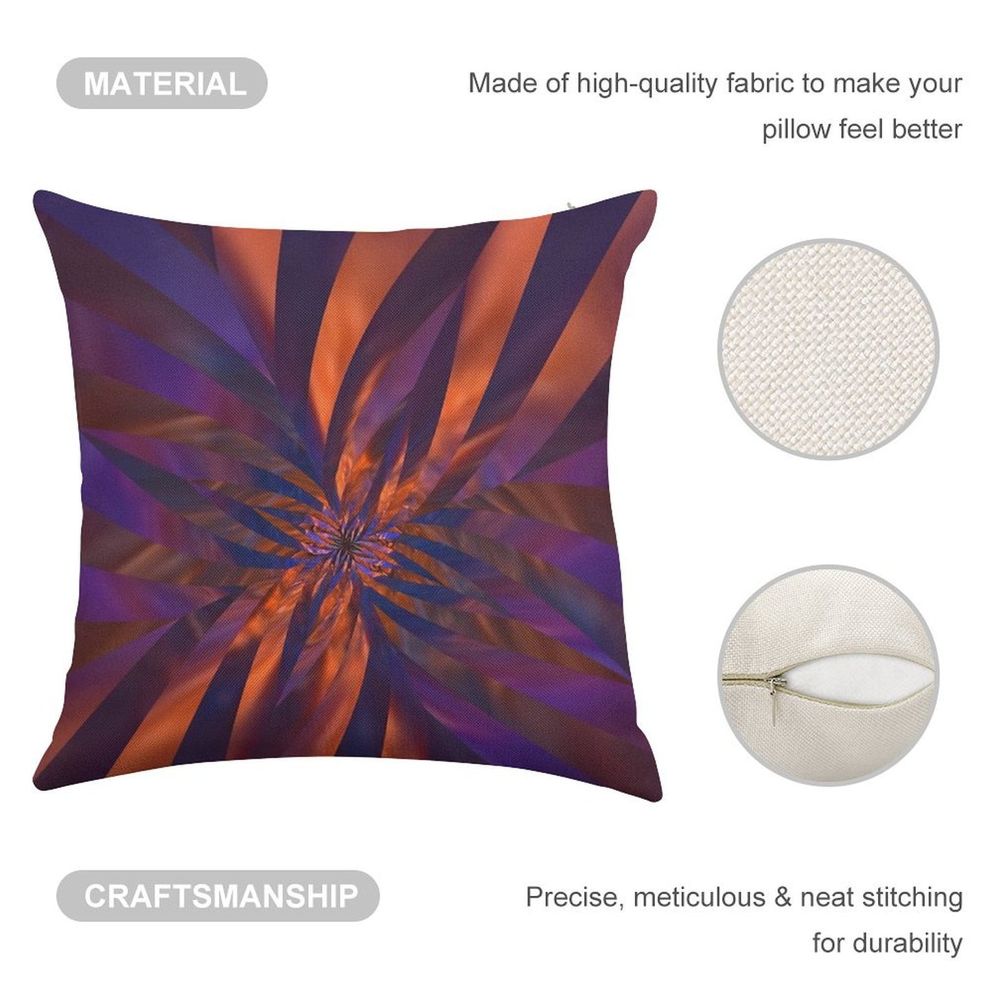 Abstract in Orange And Purple Linen Throw Pillow Cover