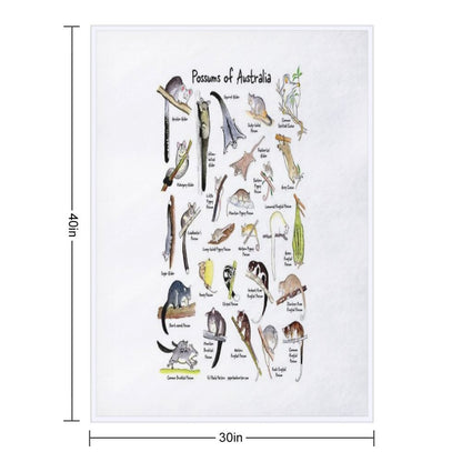 Possums of Australia (with Names) Throw Blanket