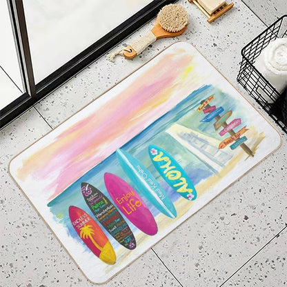 Surfboard Philosophy  - Enjoy Life, Travel And Surf - Surfboard Wall Bath Mat