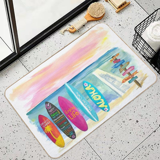 Surfboard Philosophy  - Enjoy Life, Travel And Surf - Surfboard Wall Bath Mat