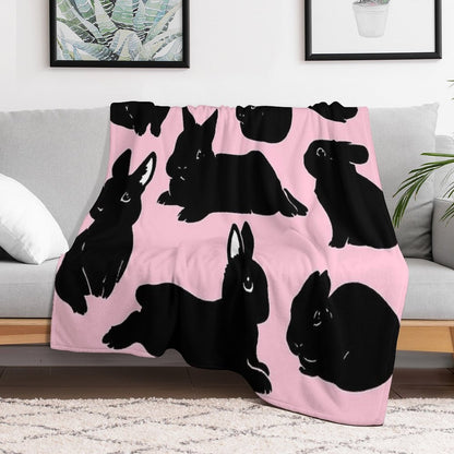 Black Bunny Collection Throw Blanket