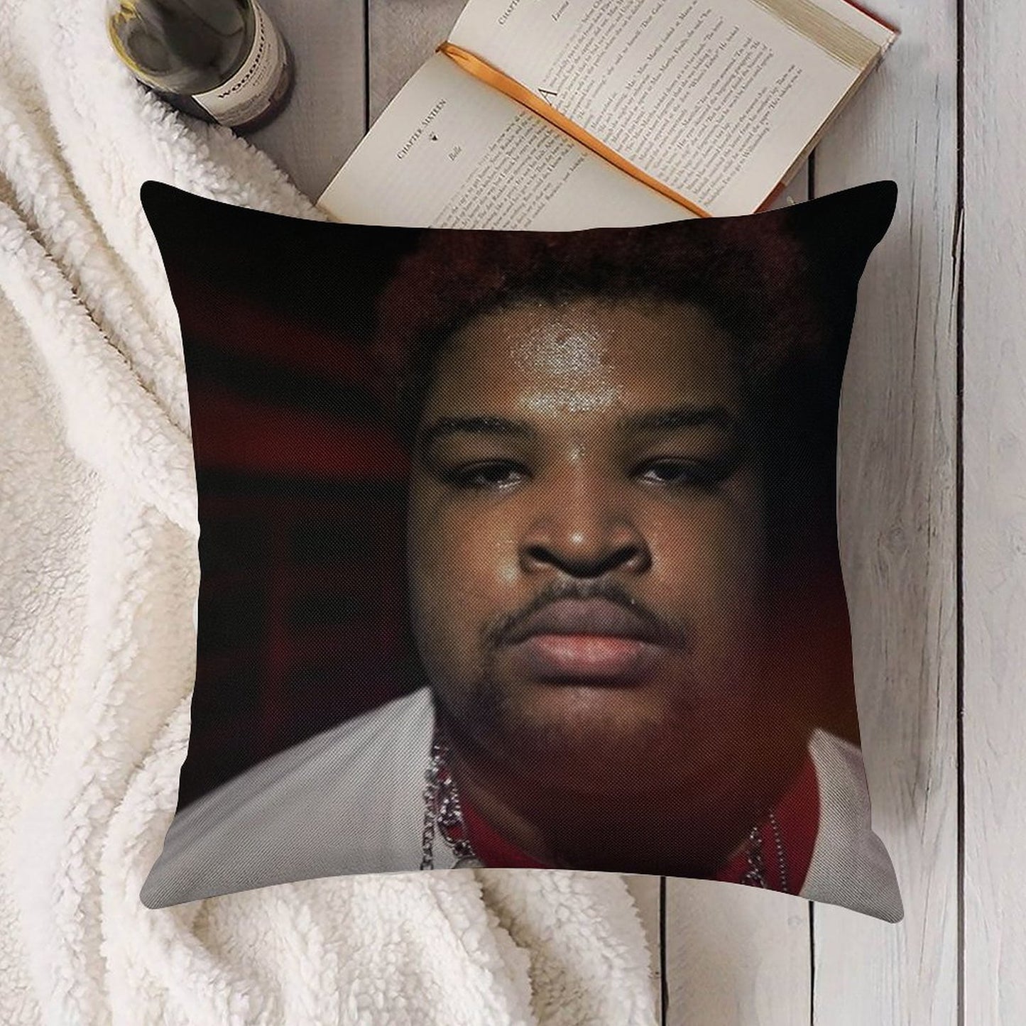 Mario Judah Looking FIRE Linen Throw Pillow Cover