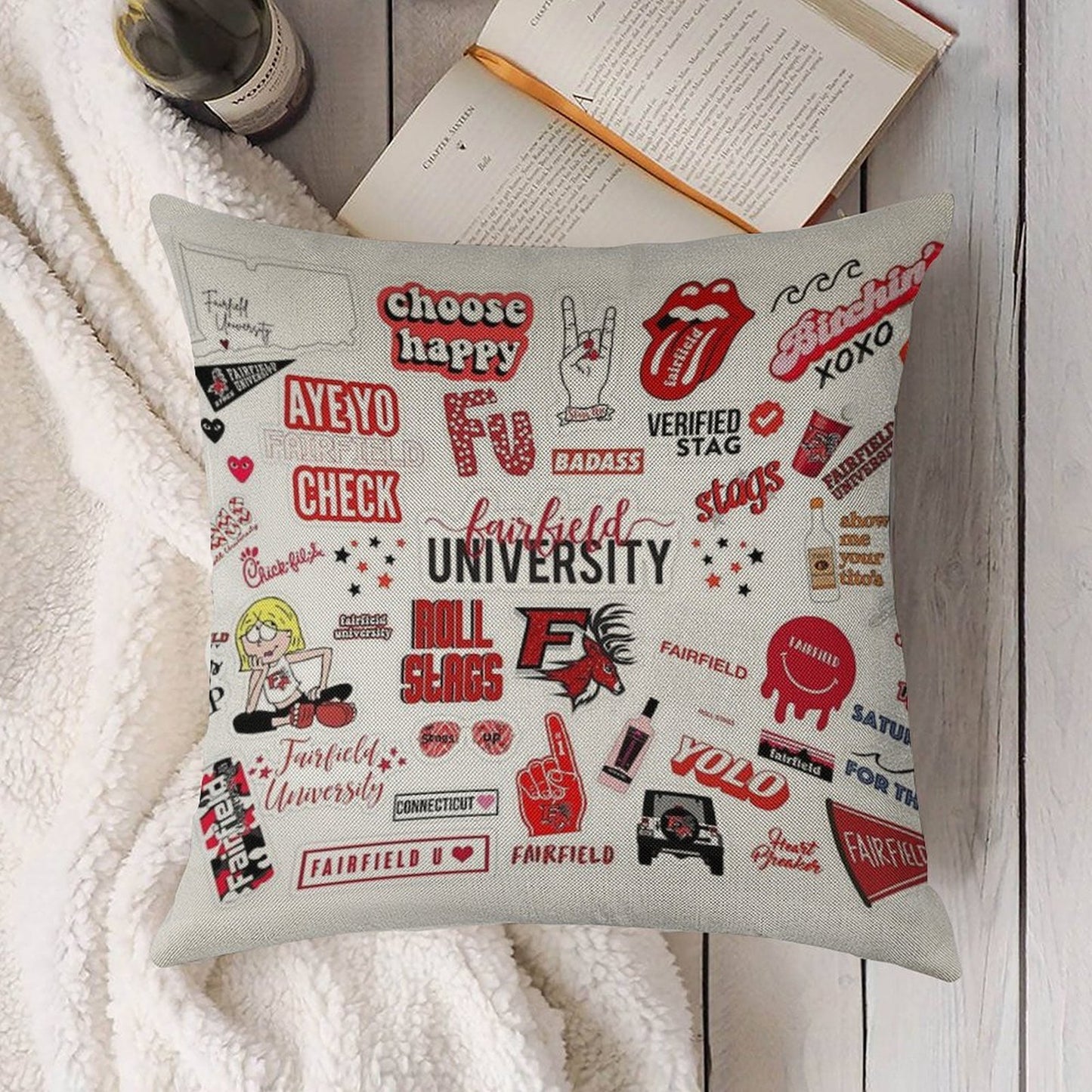 Fairfield University Linen Throw Pillow Cover