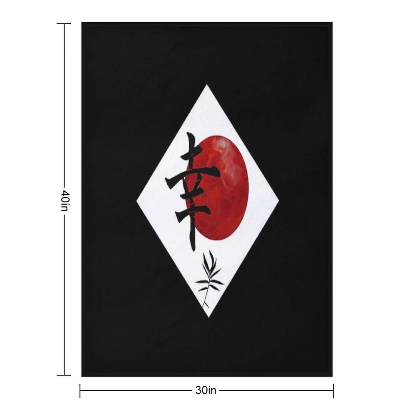 Happiness in Kanji Throw Blanket