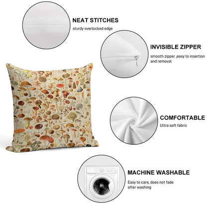 Vintage Mushroom Designs Collection Soft Warmth Comfort Throw Pillow