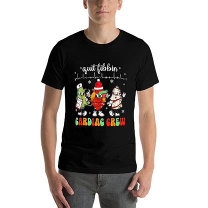 Quit Fibbin Cardiac Christmas Crew Cardiac Techs Secretary  Slim-fit Cut T-Shirt