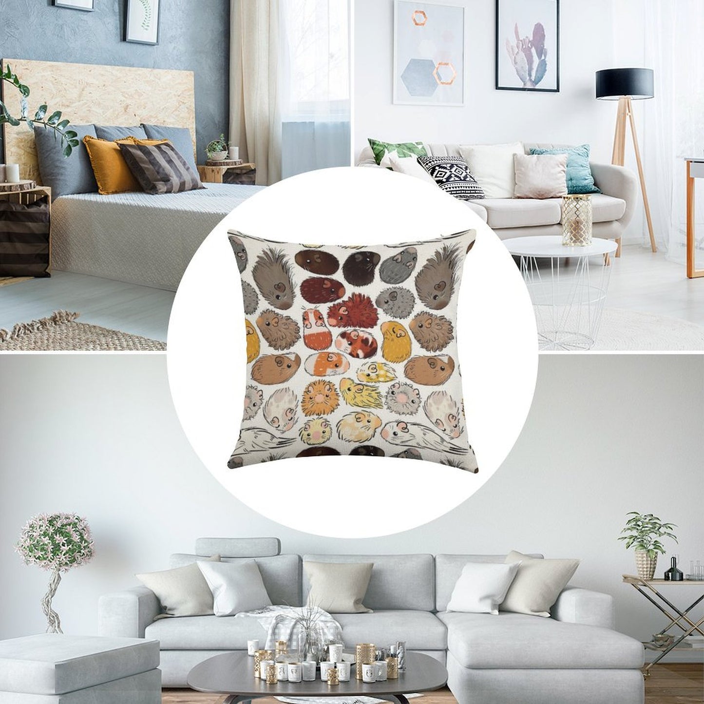 Guinea Pig Gradient Linen Throw Pillow Cover