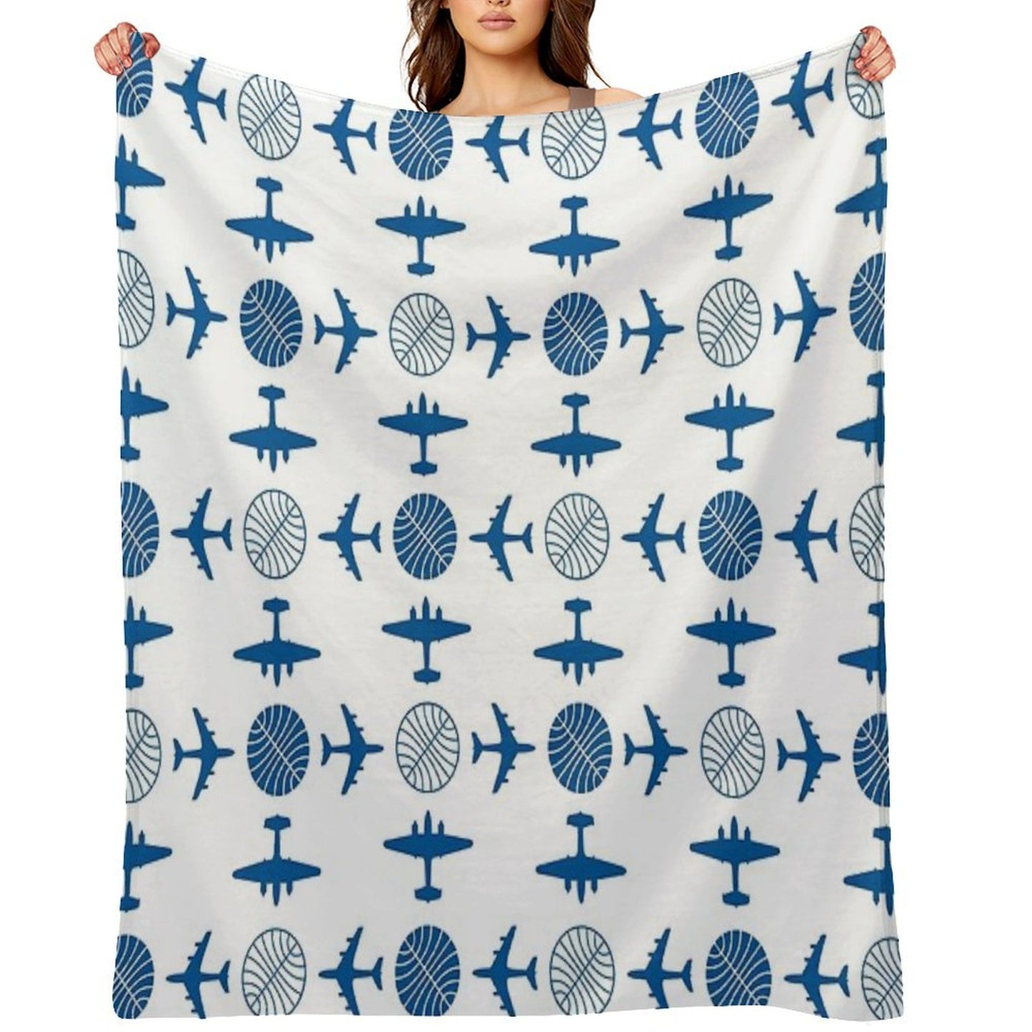 Pan Am Plane Icon Pattern Throw Blanket