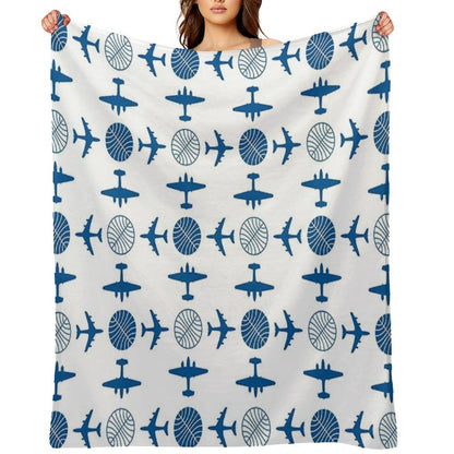 Pan Am Plane Icon Pattern Throw Blanket