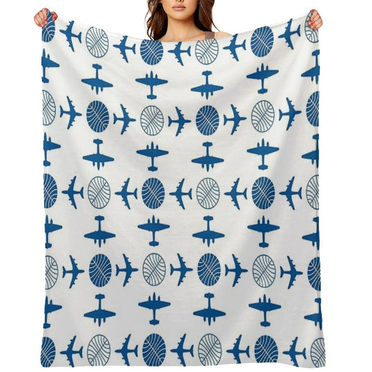 Pan Am Plane Icon Pattern Throw Blanket