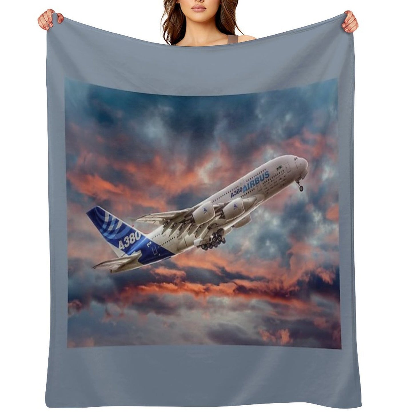 Airbus A380 - Sunset Throw Blanket