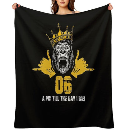 Mens Alpha 1906 Gorilla Hand Sign Phi Alpha Crown Throw Blanket