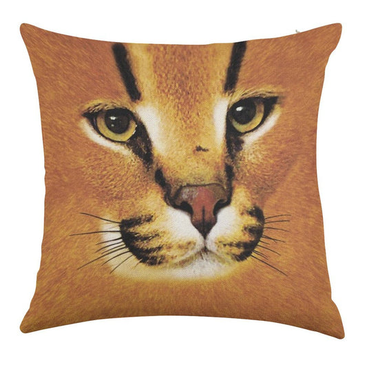Big Floppa Face Linen Throw Pillow Cover