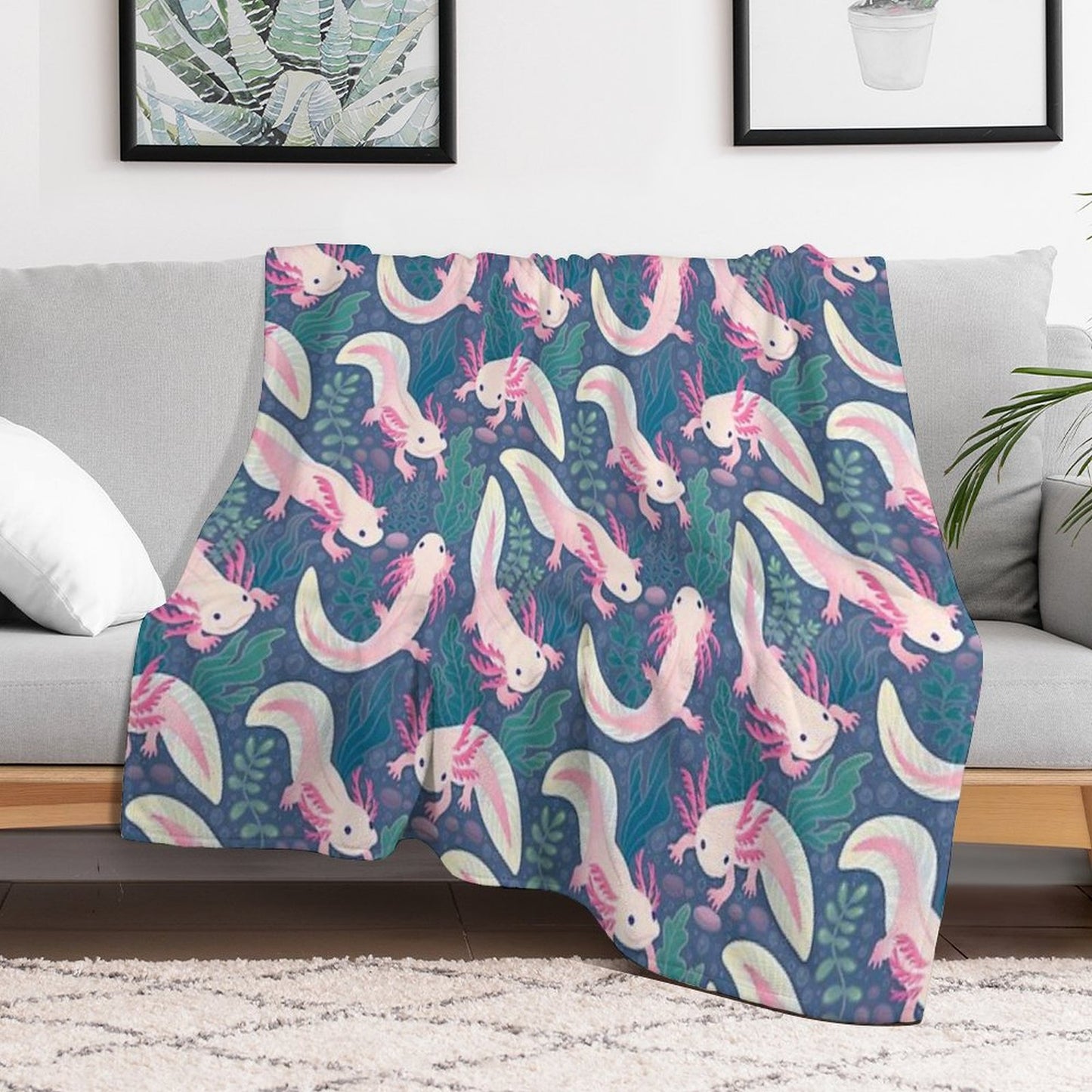 Axolotls Throw Blanket