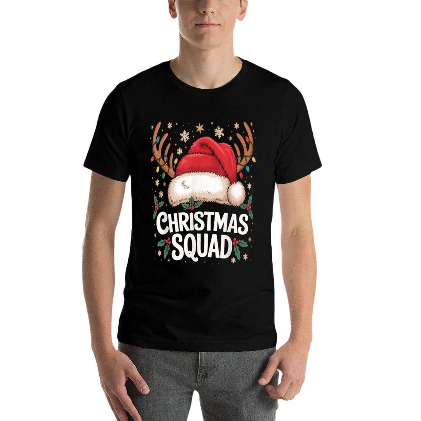 Christmas Squad Matching Family 2025 Santa Dabbing Elf  Fade-proof Color T-Shirt