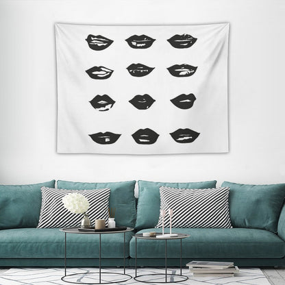 Kiss Kiss in Black And White Tapestry