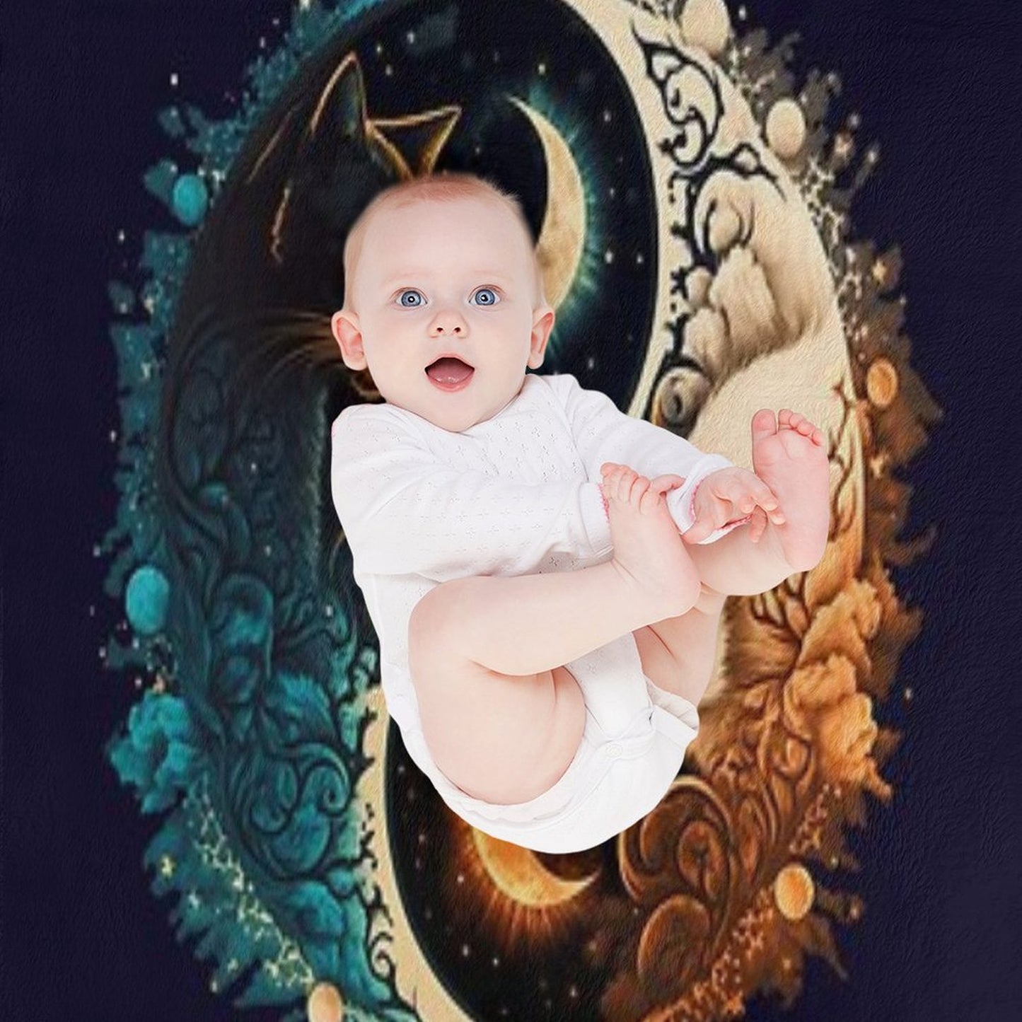 Cat Yin Yang Throw Blanket