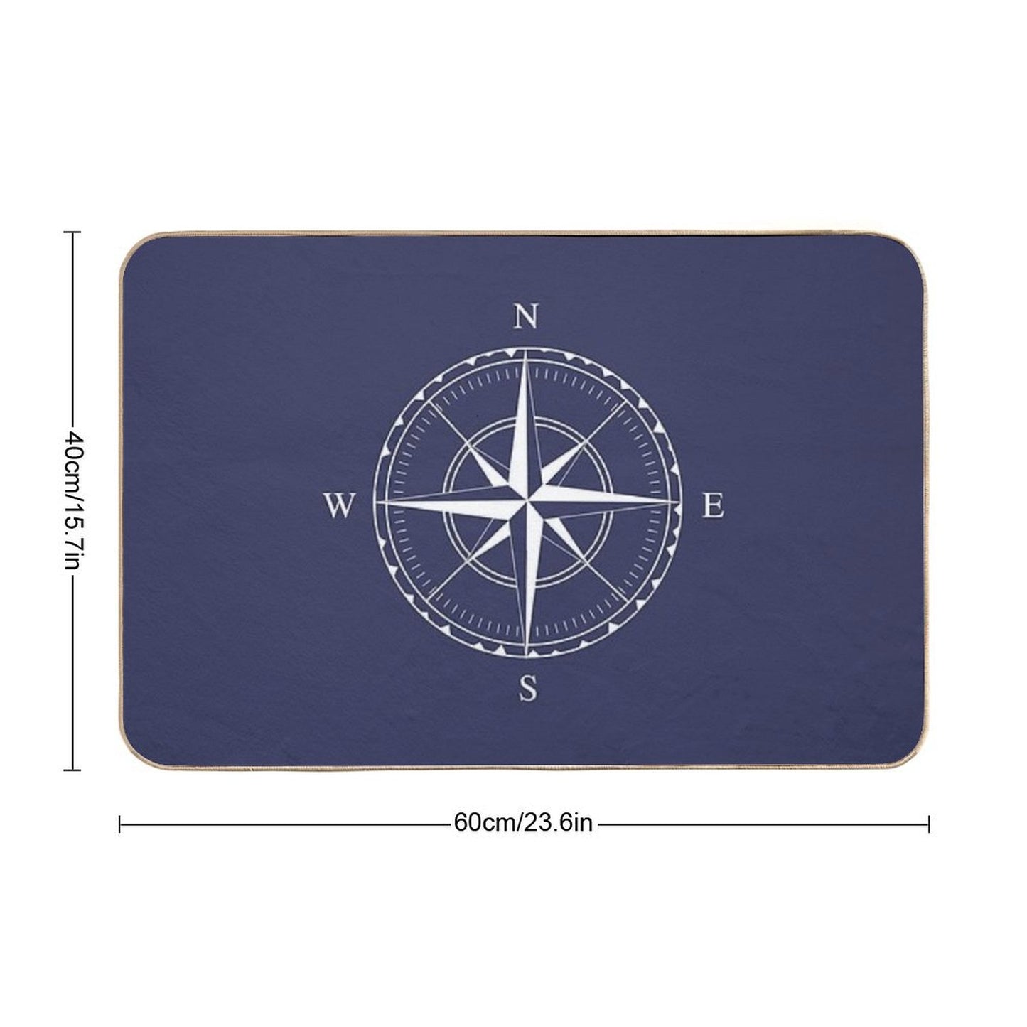 Navy Blue And White Nautical Ships Compass Rose Bath Mat