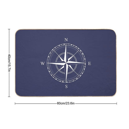 Navy Blue And White Nautical Ships Compass Rose Bath Mat