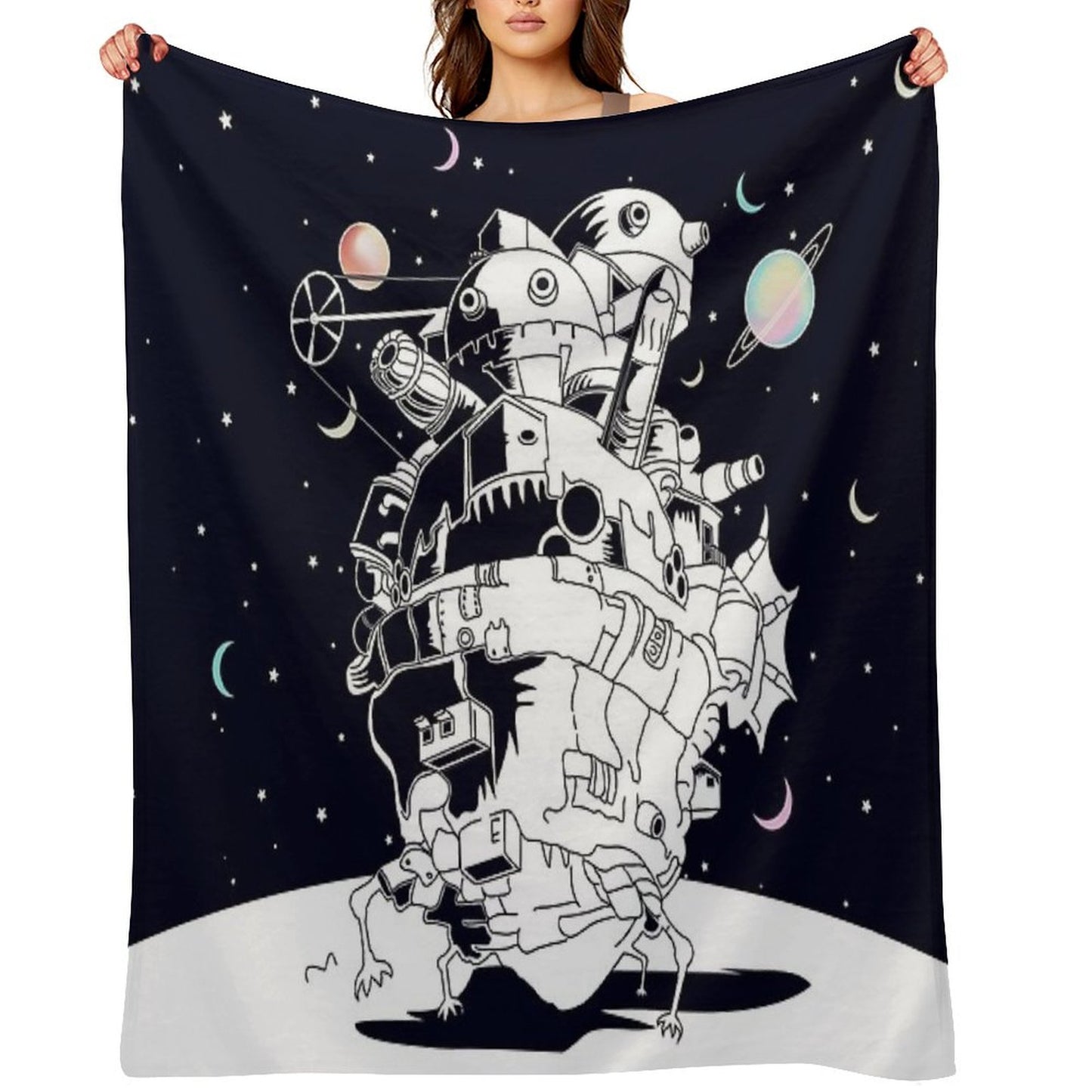 Castle in A Starry Night Throw Blanket