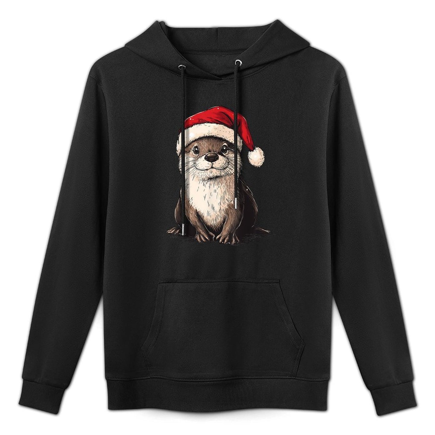 Funny Otter Santa Hat Xmas Otter Lovers Christmas Pajama Shape Retention Hoodie
