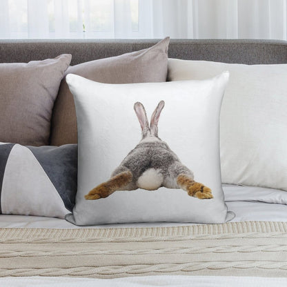 Cute Bunny Rabbit Tail Butt Image Picture Soft Bedroom Essential Throw Pillow