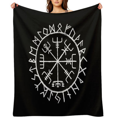 Nordic Mythology Rune Circle Throw Blanket
